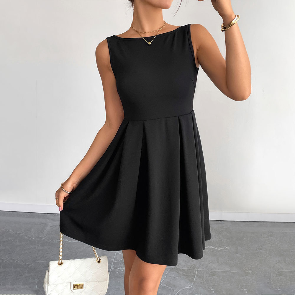 Fashionable Versatile Women's Dress Summer Sexy Backless Casual High Waist Short Dress
