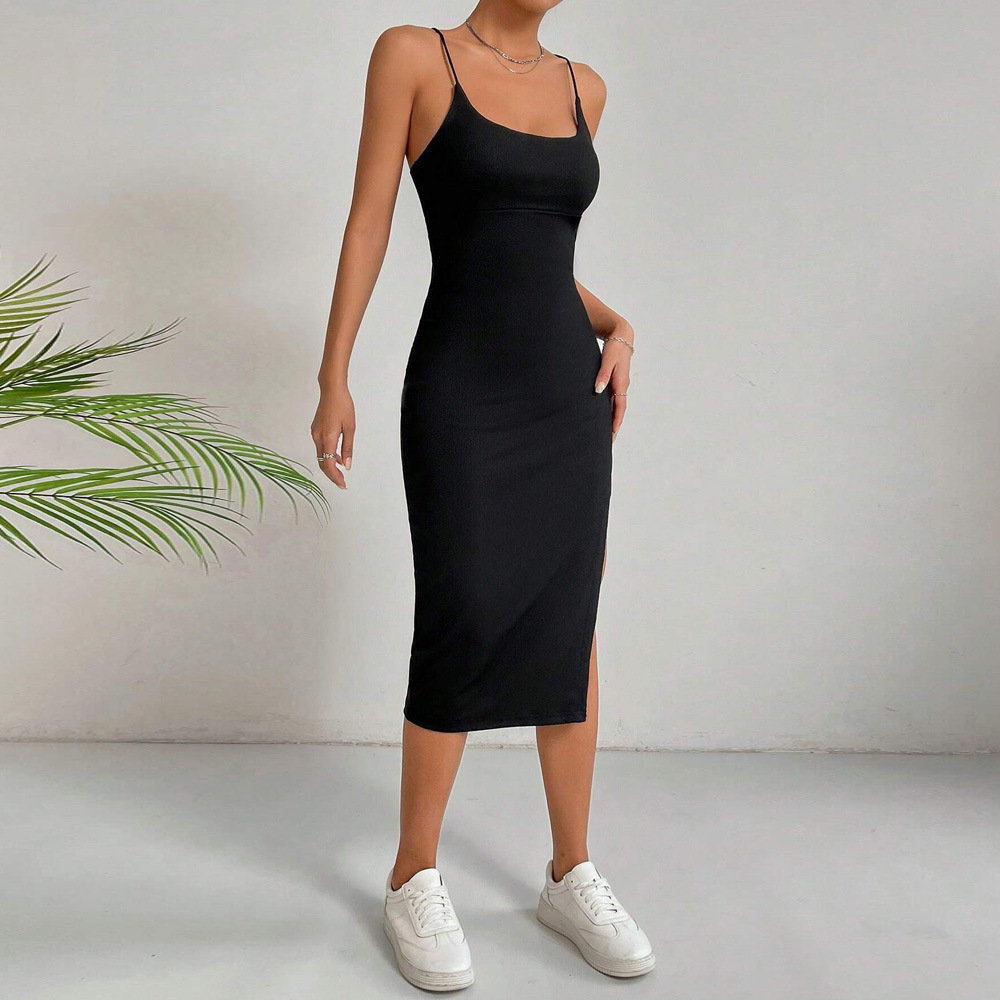 Sleeveless Bodycon Dress Sexy Open Back Side Slit Slim Fit Evening Party Wear Wholesale Available