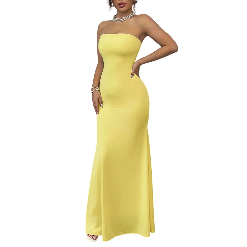 New Strapless Backless Long Dress Sexy Fashionable Slim Dress