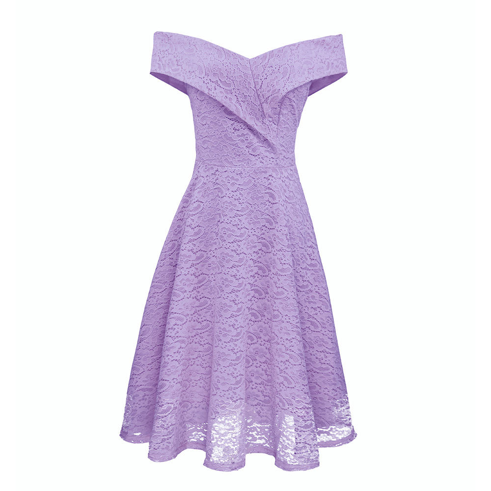 Off Shoulder Lace Dress Elegant Design Autumn Winter Style Perfect for Bridesmaids Wholesale Available