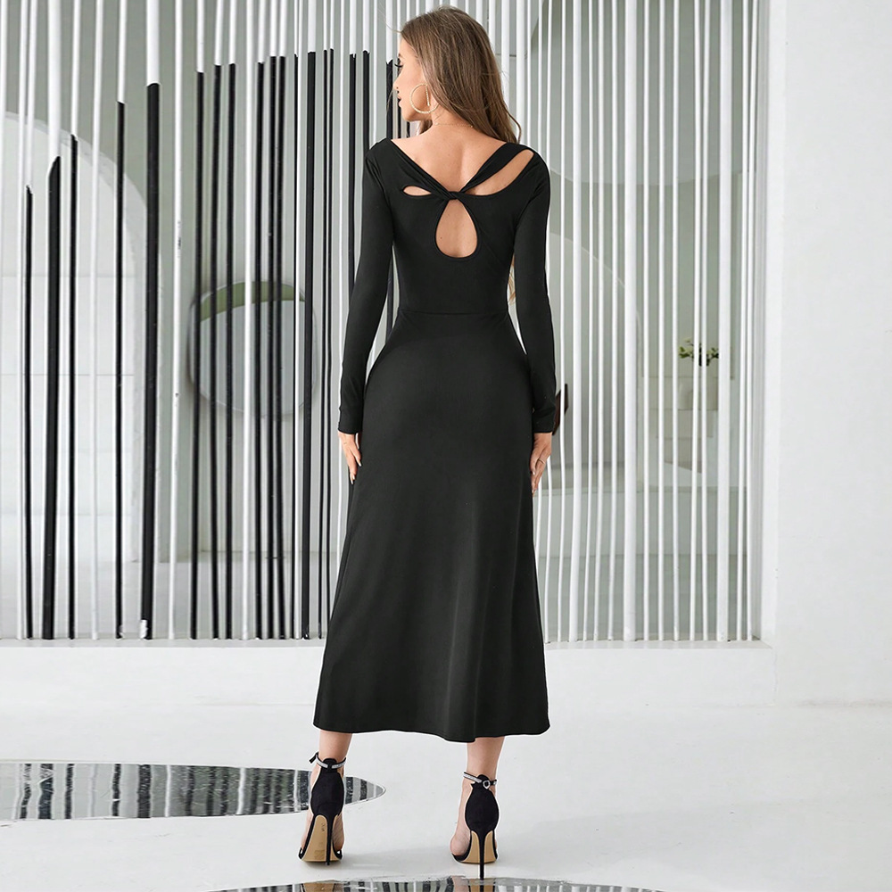 Sexy Slim Fit Hollow Back Long Bodycon Dress