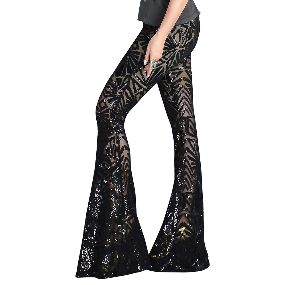Sequin Casual Wide Leg Pants for Women Loose Fit Straight Cut Versatile Style Perfect for Autumn and Winter