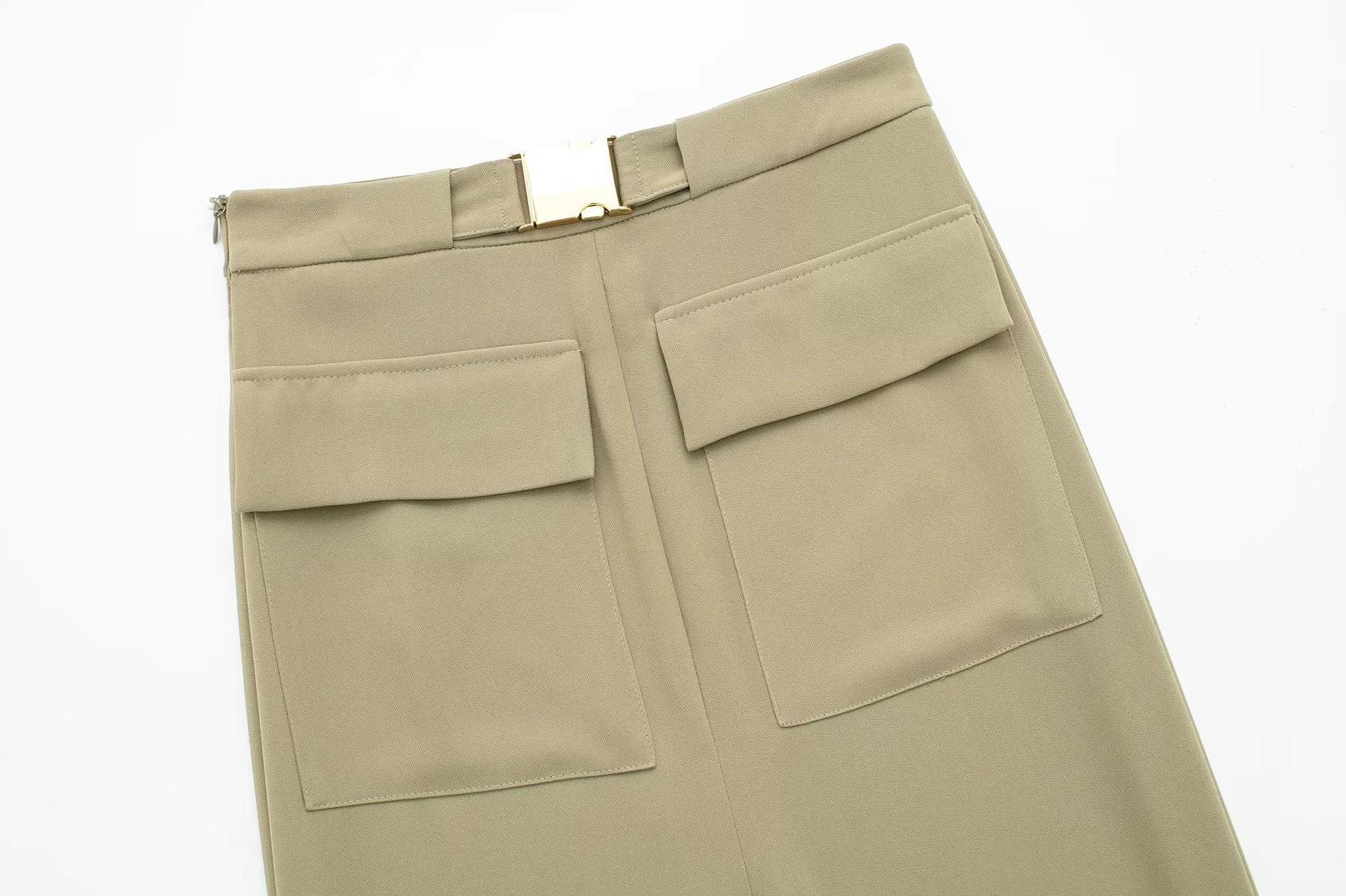 High Waisted Midi Skirt Slim Fit Utility Style Spring Fashion Available in Multiple Colors Wholesale Supply