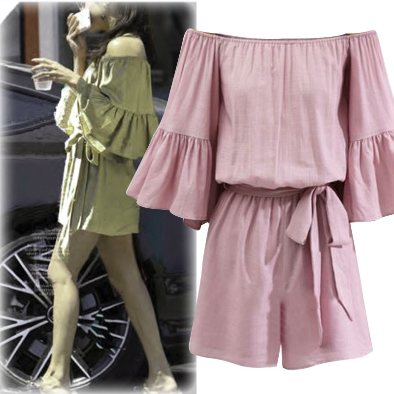 Summer Fashion Ruffled Jumpsuit Off Shoulder Plus Size Elegant Design Perfect for Parties and Casual Outings