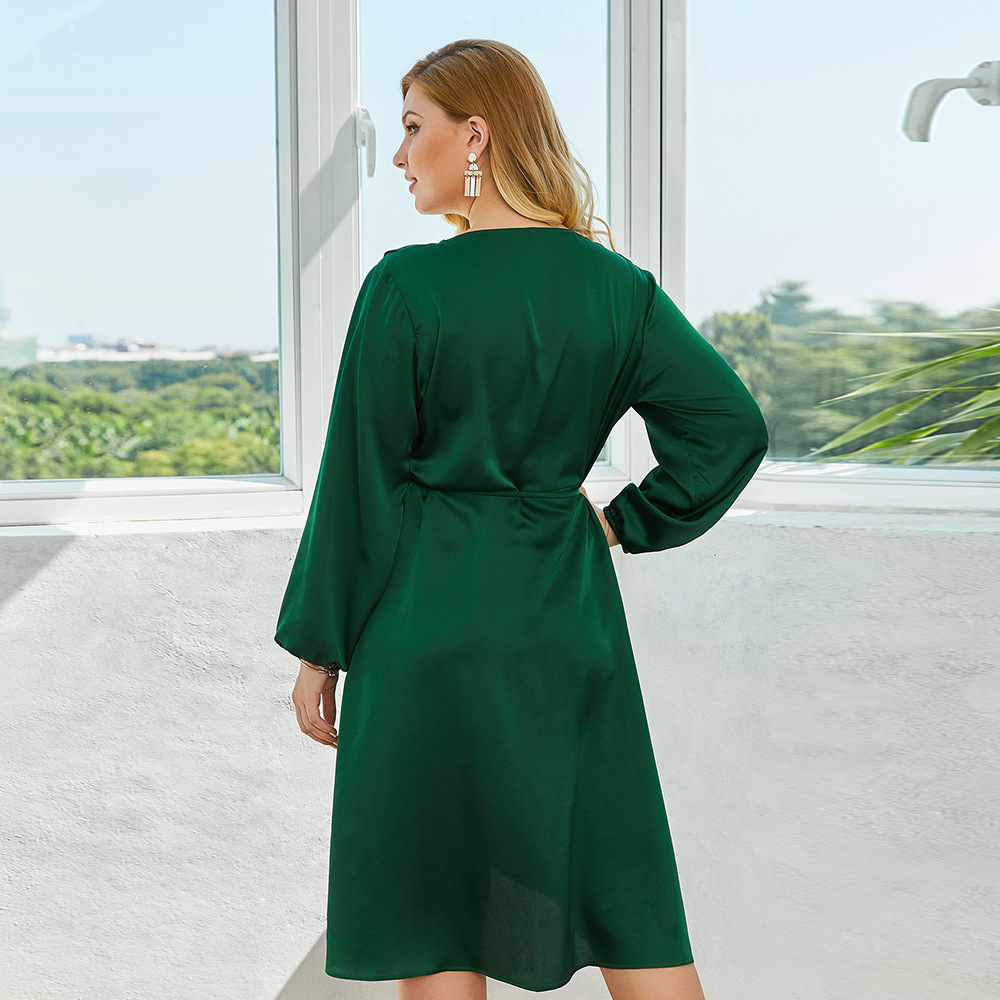 Plus Size Womens Dress Ruffle Hem Long Sleeve Spring Summer Style Wholesale Ready to Ship private label