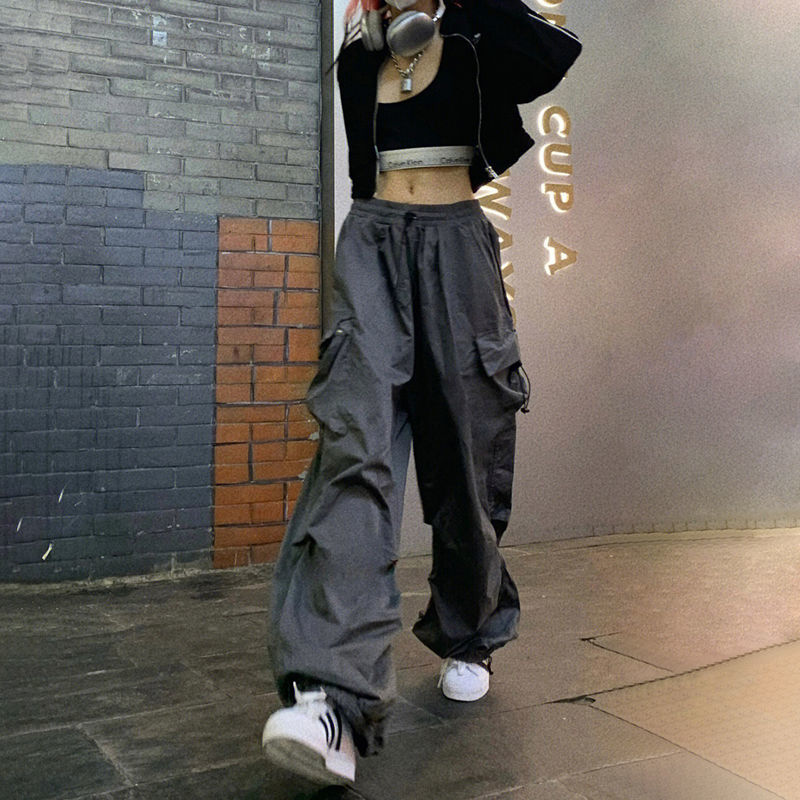 Vintage American Style Streetwear Cargo Pants Loose Fit Versatile Wide Leg Casual Chic Perfect for Everyday Wear