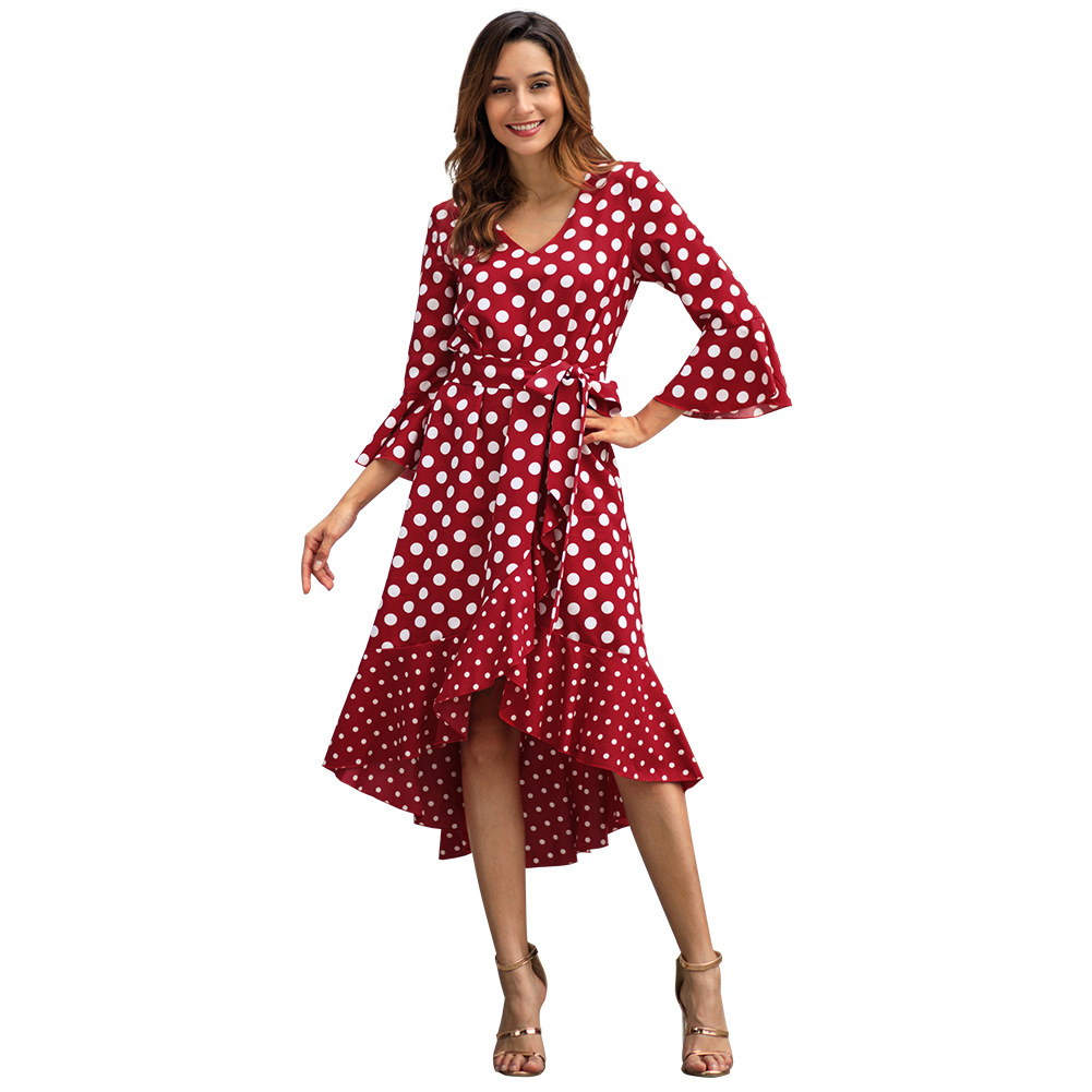 Polka Dot Long Sleeve Plus Size Dress Original Design Spring Collection Comfortable Fabric Perfect for Casual