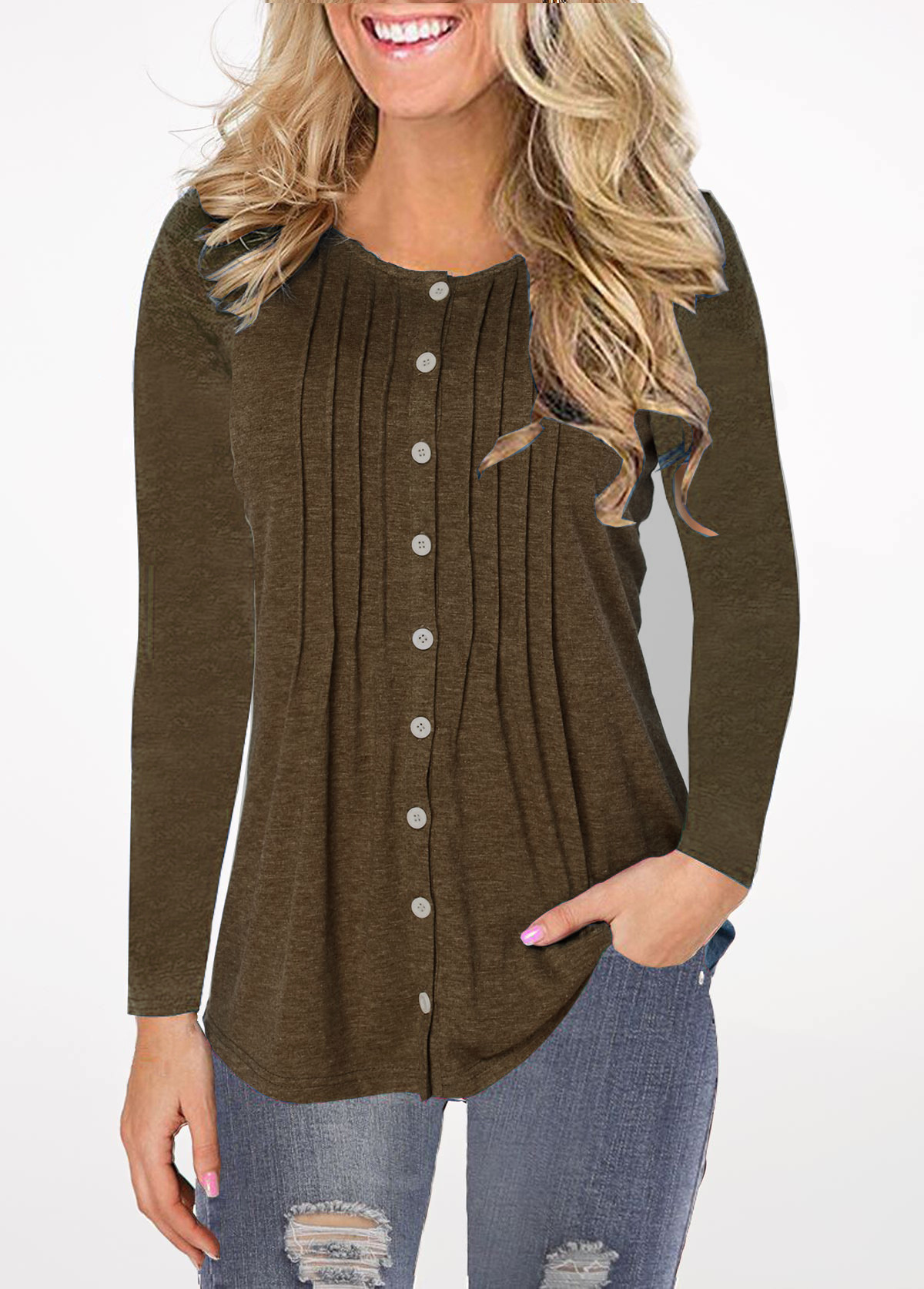 Womens Gradient Long Sleeve Top Autumn Winter Fashion Casual Wear Wholesale Available fast shipping