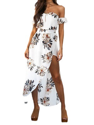 Floral Maxi Beach Dress Stylish Strapless Design Lightweight Fabric Perfect for Spring Summer Wholesale Available