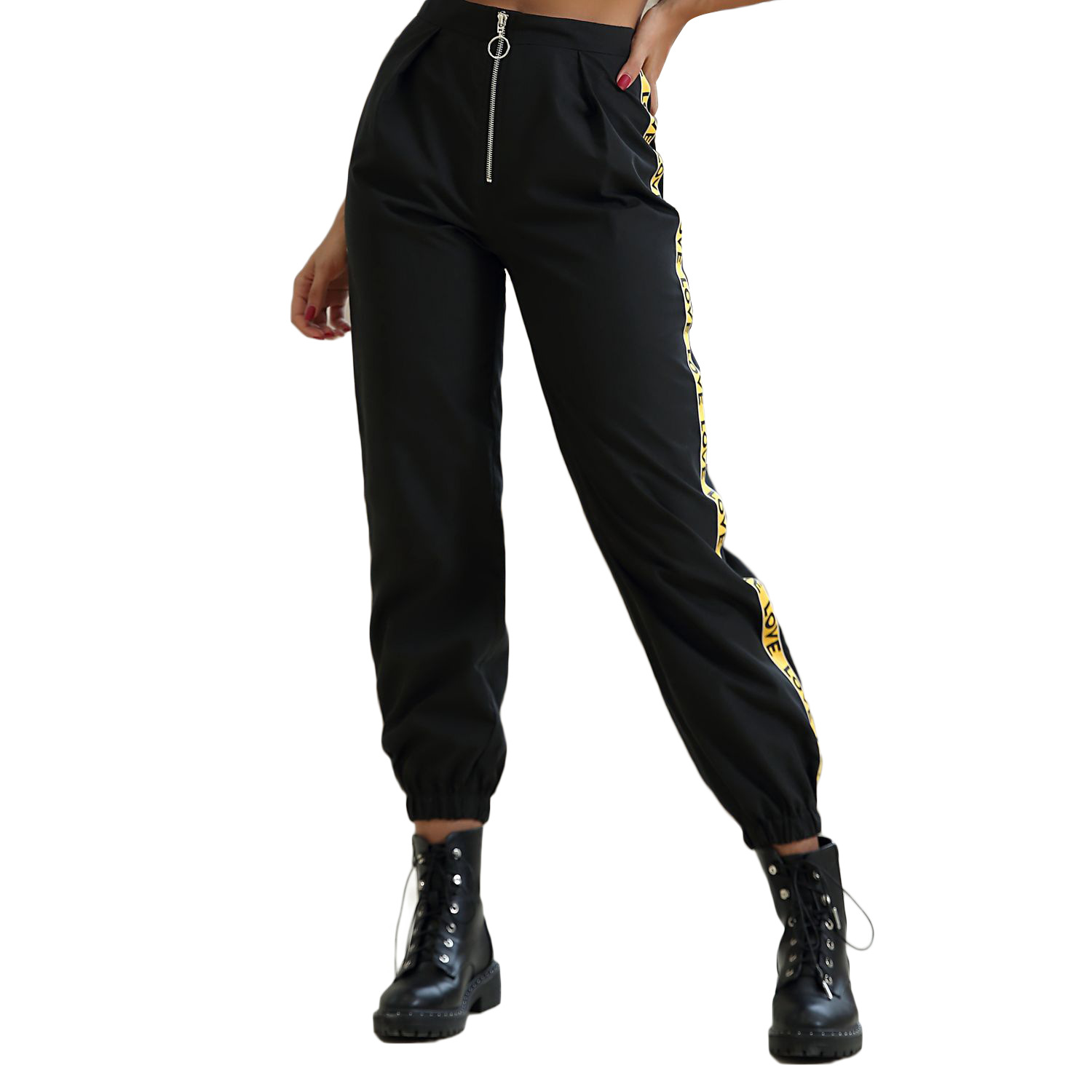 High Waisted Cargo Pants Letter Print Casual Style Comfortable Fit Perfect for Streetwear Wholesale Available