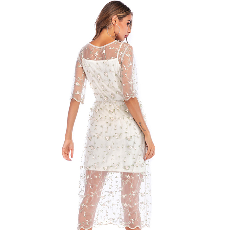 Floral Print Bodycon Dress Slim Fit Sheer Mesh Spring Summer Style Perfect for Casual Outings Wholesale Available