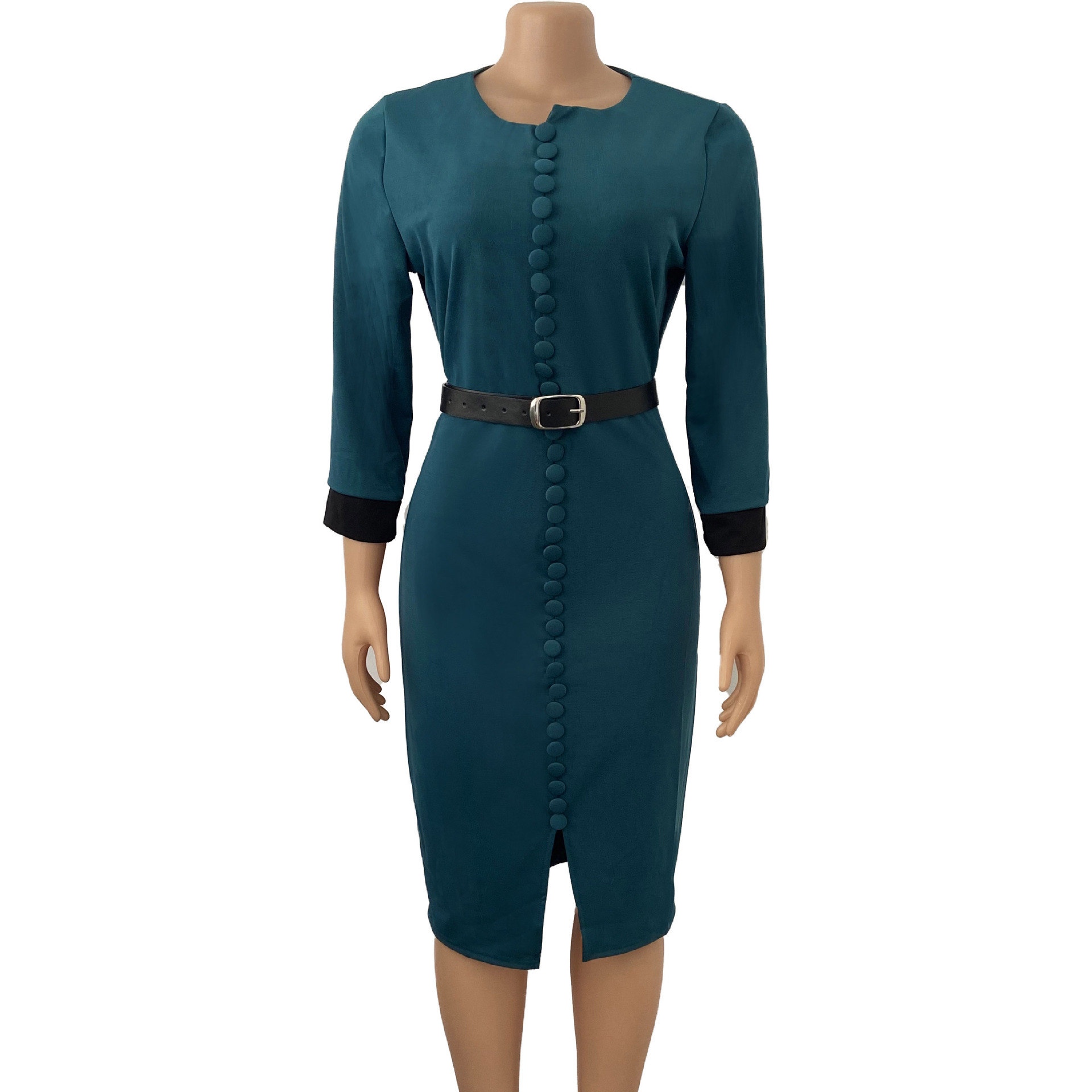 African Market Summer Women's Dress — New Arrival, Stretchy, Color Block, Button Down, Slit Design — Casual Wear — Wholesale S