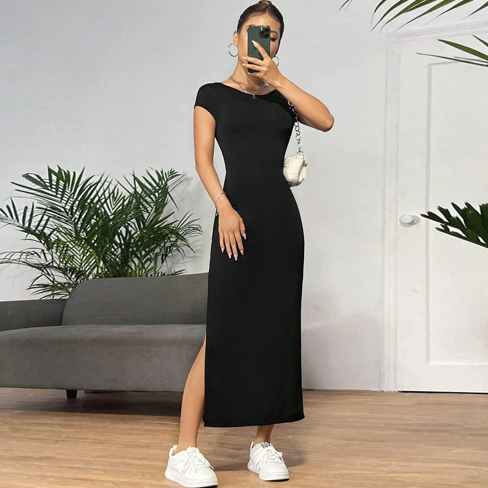 Elegant Knitted Sleeveless Dress Summer New Mid Waist Pullover A Line Long Dress