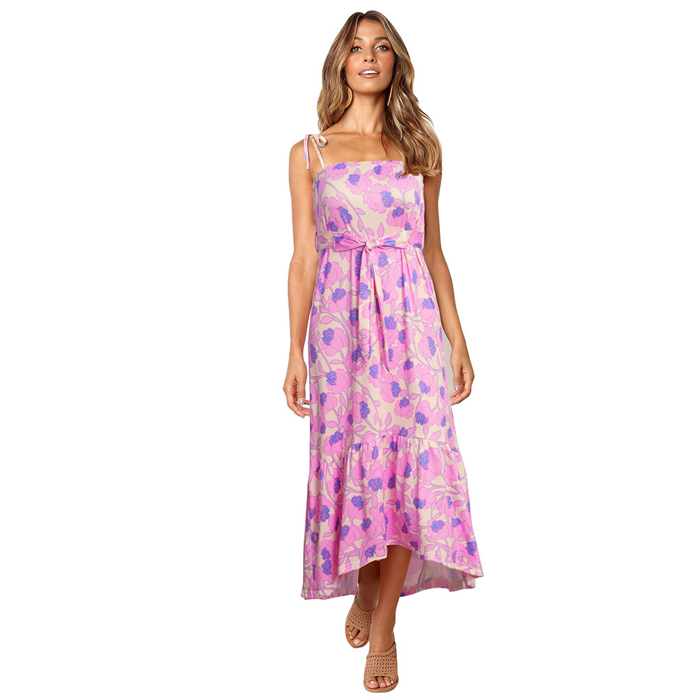 Womens Floral Print Pleated Maxi Dress Loose Fit Sleeveless Comfortable Fabric Spring Summer Fashion Wholesale