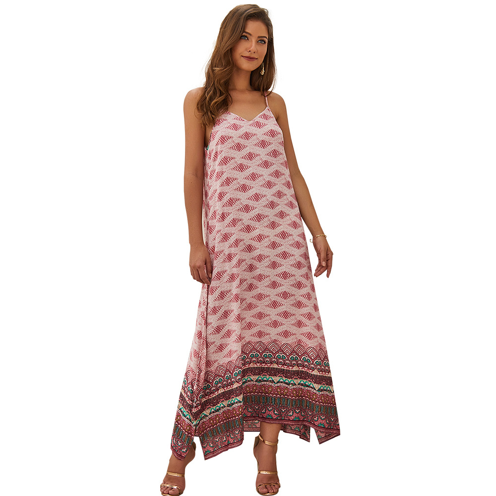 Summer Floral Print Maxi Dress Sleeveless Casual Style Lightweight Fabric Wholesale Supply Available