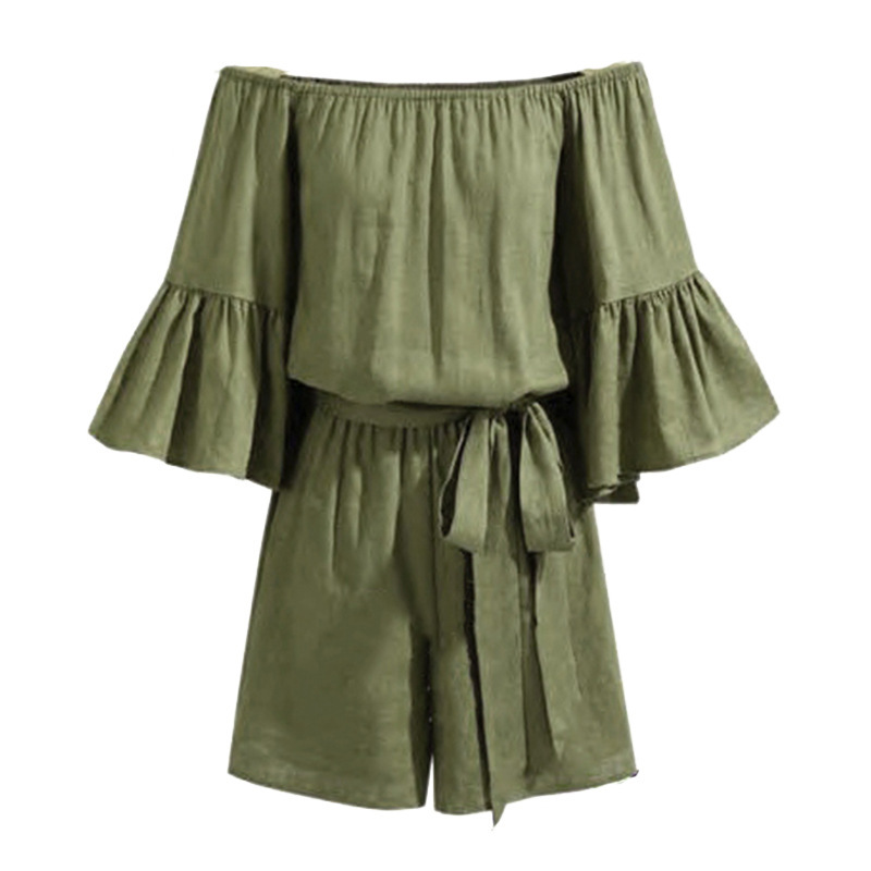 Summer Fashion Ruffled Jumpsuit Off Shoulder Plus Size Elegant Design Perfect for Parties and Casual Outings