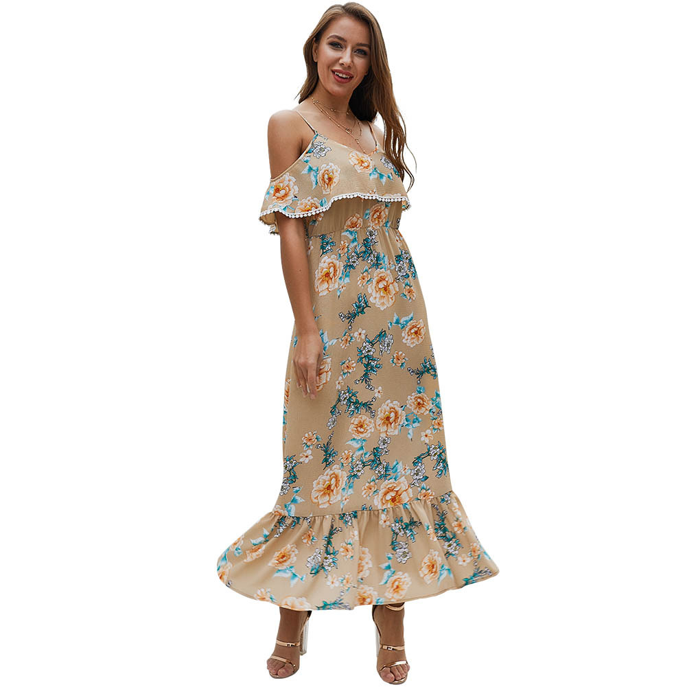 Chiffon Floral Print Maxi Dress Sleeveless Lightweight Elegant Summer Casual Wear OEM Available