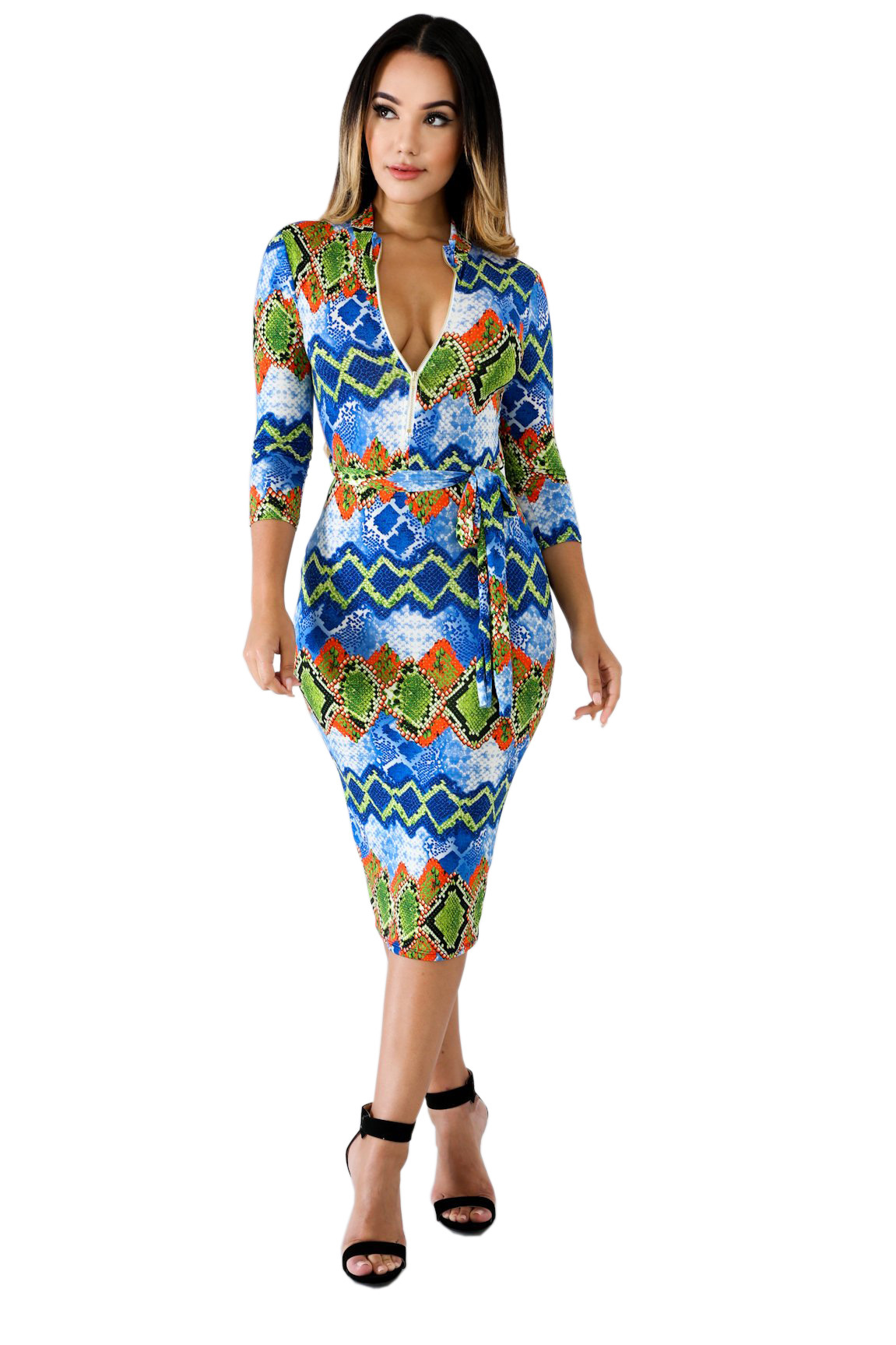 V Neck Pencil Dress Spring Collection Elegant Style Milk Silk Fabric Comfortable Fit Wholesale Available