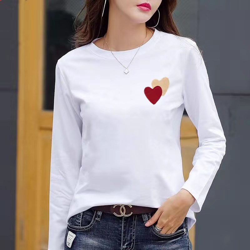 Womens Loose Fit Cotton T Shirt Digital Print Round Neck Long Sleeve Casual Autumn Wear Wholesale Available