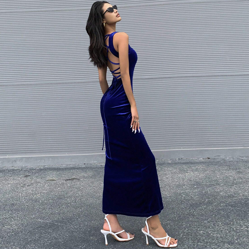 Autumn and Winter New Slim Fit Waist Bodycon Sexy Backless Mermaid Dress Party Dress