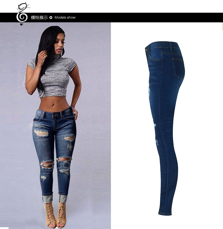 Womens Ripped Skinny Jeans Autumn Winter Style Comfortable Fit Trendy Design Wholesale Available
