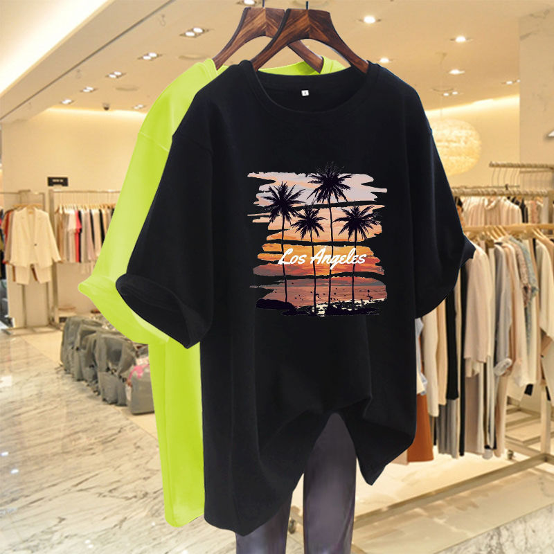 Plus Size Loose Fit T Shirt Cotton Fabric Mid Length Trendy Design Autumn Casual Wear Wholesale Available