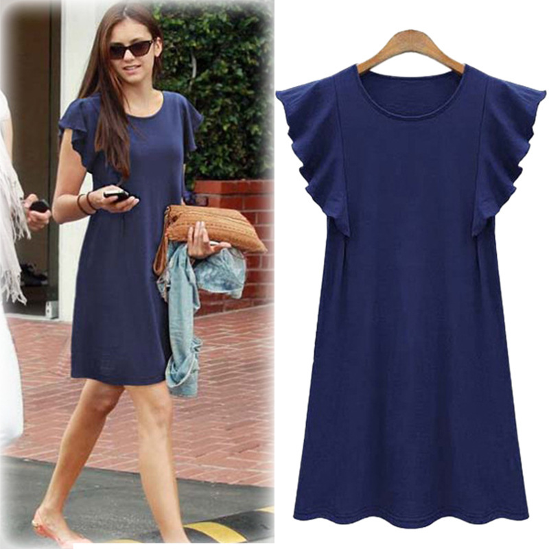 Plus Size A Line Dress Ruffle Sleeve Casual Flattering Fit Summer Wear for Curvy Women Wholesale Available