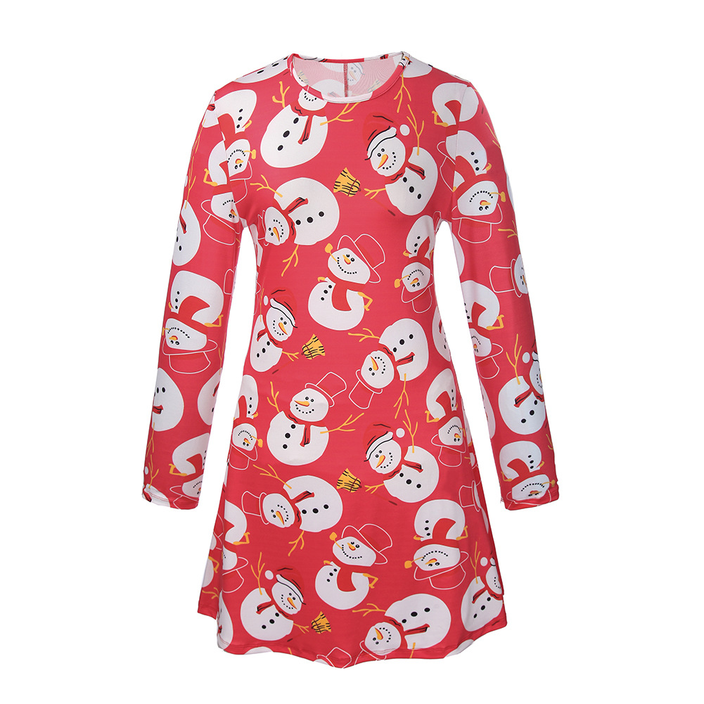 Custom Womens Long Sleeve Dress Christmas Print Family Matching Fall Collection Wholesale Available