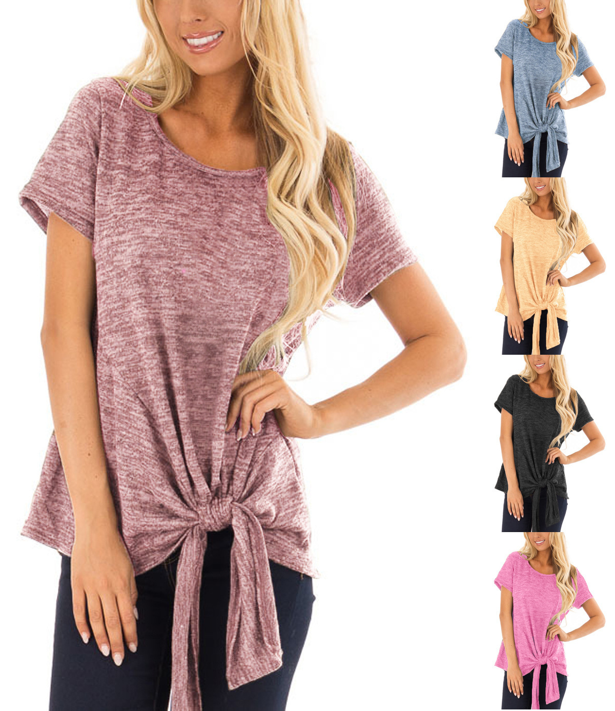 Twisted Knot T Shirt Irregular Short Sleeve Casual Style Summer Wear Wholesale Available fast shipping