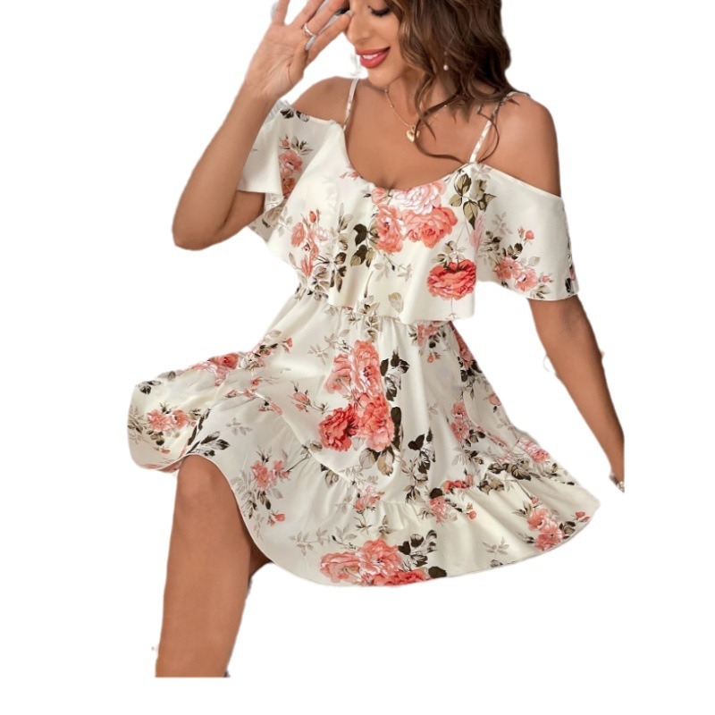 Women's Bohemian Floral Strappy Dress