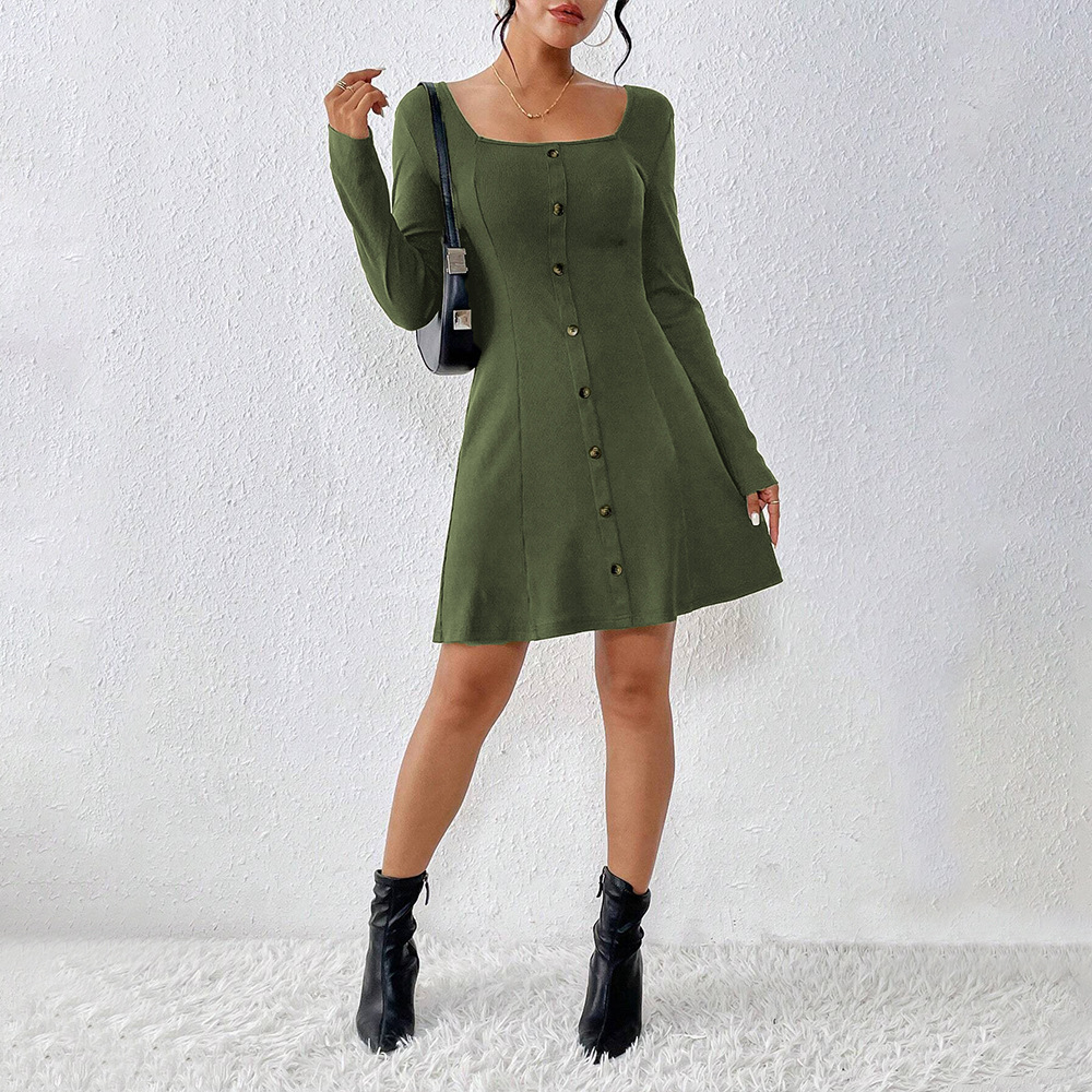 Women's Elegant Square-Neck Mini Dress