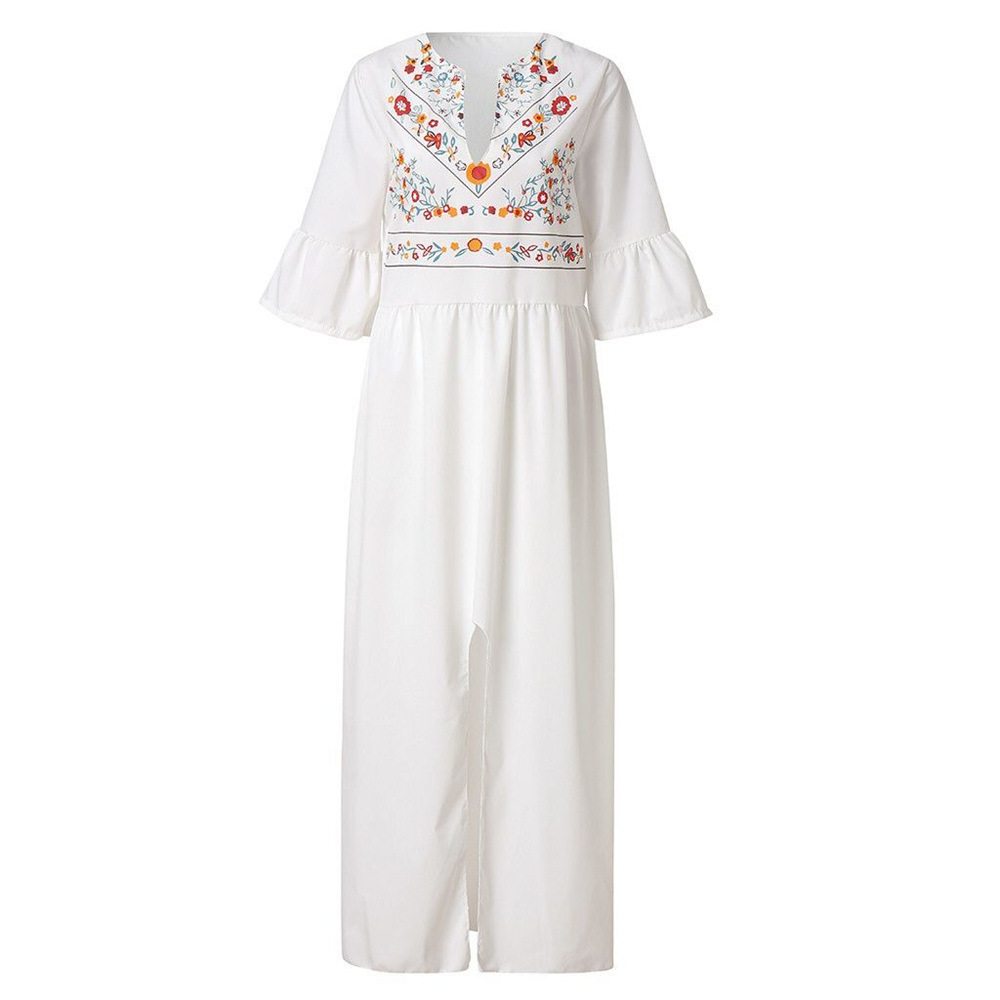 Bohemian A Line Dress Loose Fit Half Sleeve Floral Print Color Block Casual Wear for Summer Wholesale Available