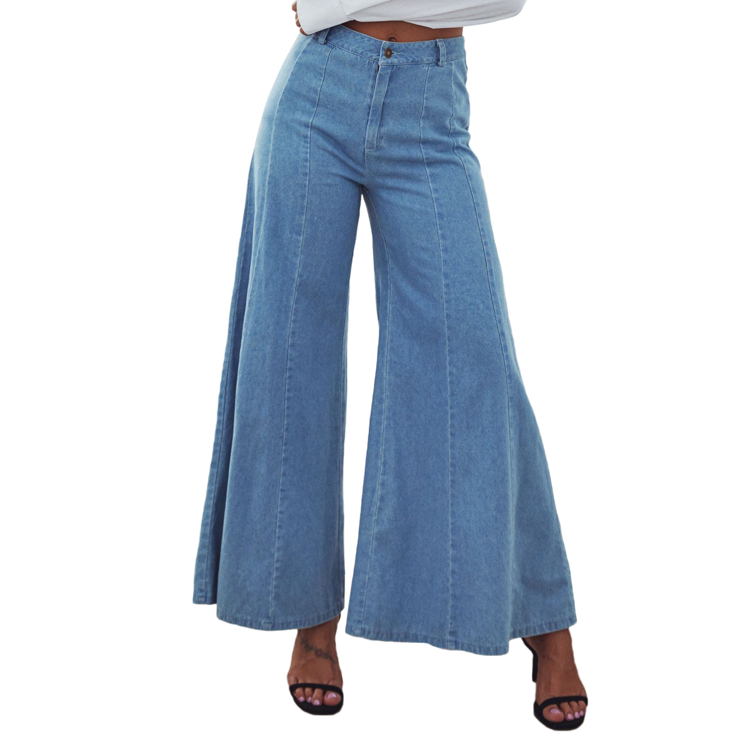 High Waisted Wide Leg Jeans Light Wash Trendy Street Style Comfortable Fit Wholesale Available