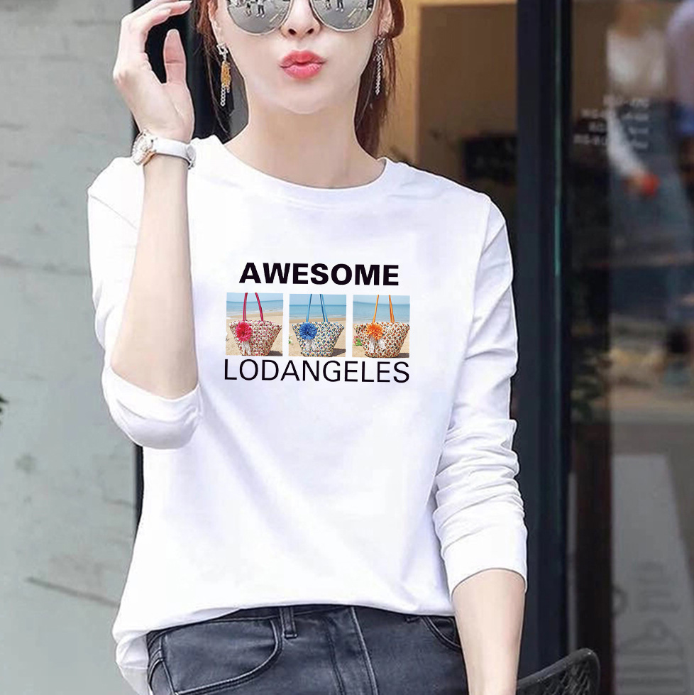 Womens Loose Fit Round Neck Long Sleeve T Shirt 95 Cotton Floral Print Plus Size Casual Spring Wear Wholesale