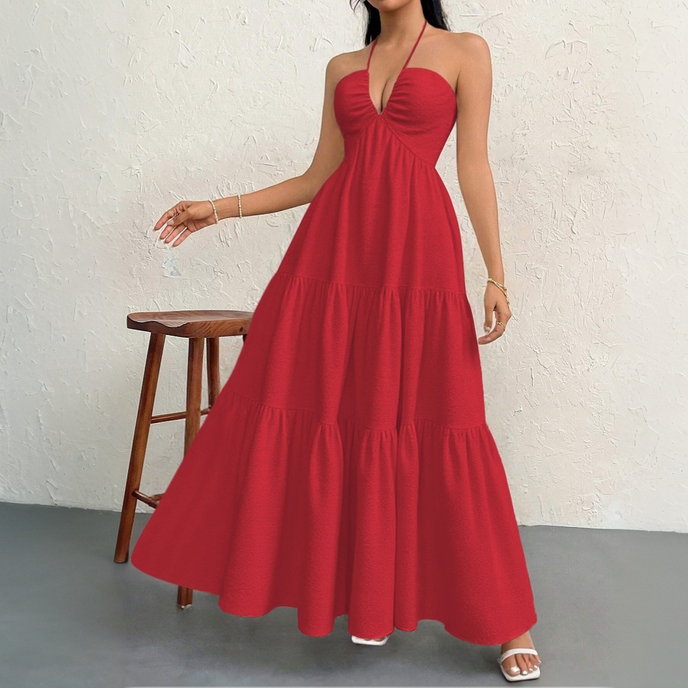 Sexy Elegant Beach Vacation Dress for Women Summer New Strap Sandal Long Dress