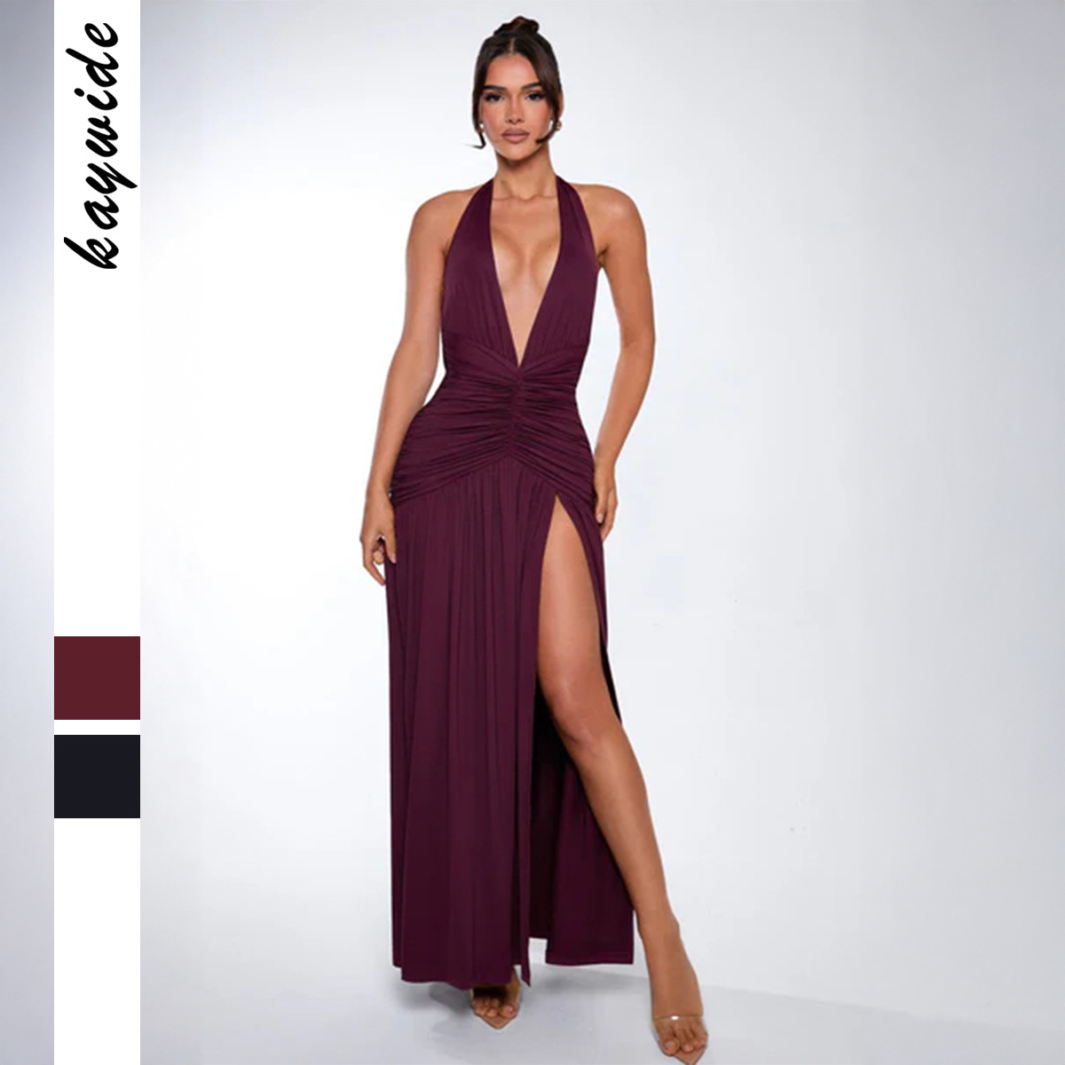 Elegant Sexy Halter Neck Long Dress for Women Autumn Winter