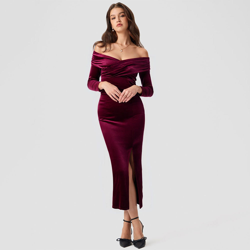 Women's Slim Fit V-Neck Maxi Bodycon Dress