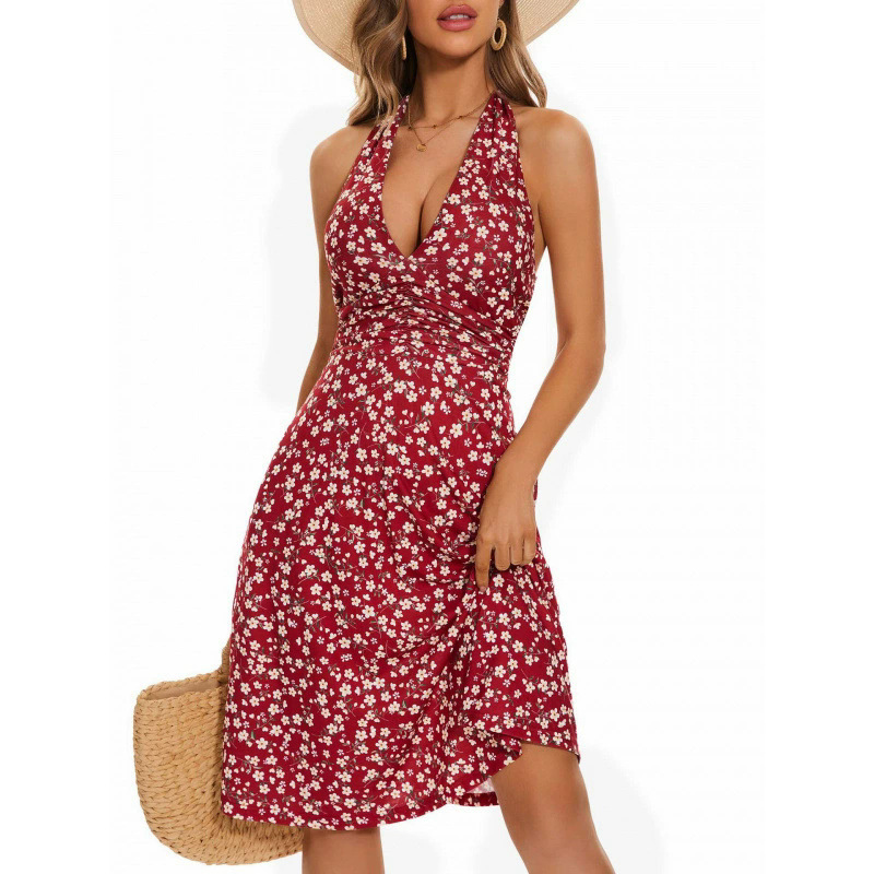 Women's Floral Casual V-Neck Office Dress