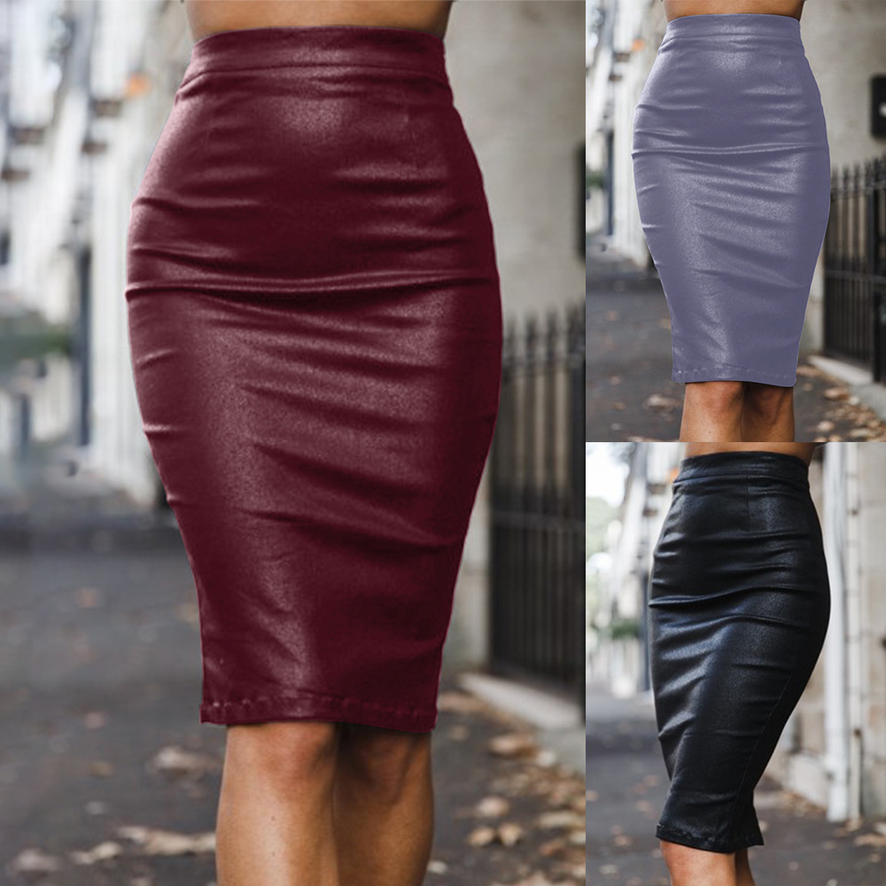 PU Bodycon Skirt Comfortable Fleece Lined Available in Three Colors Spring Summer Fashion for Women Wholesale Supply