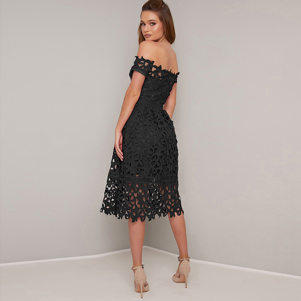Off Shoulder Crochet Dress Elegant Design Trendy Style Perfect for Parties Wholesale Available