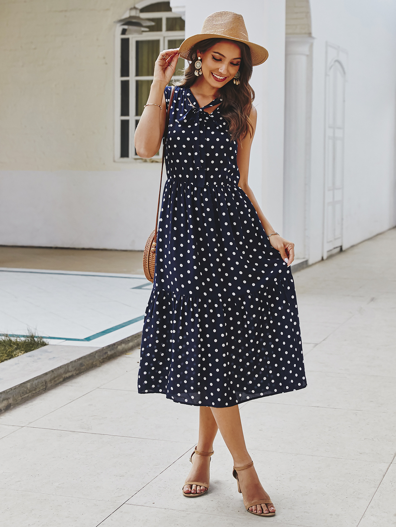Polka Dot Maxi Dress Original Design Spring Summer Collection Elegant Style Wholesale Ready to Ship
