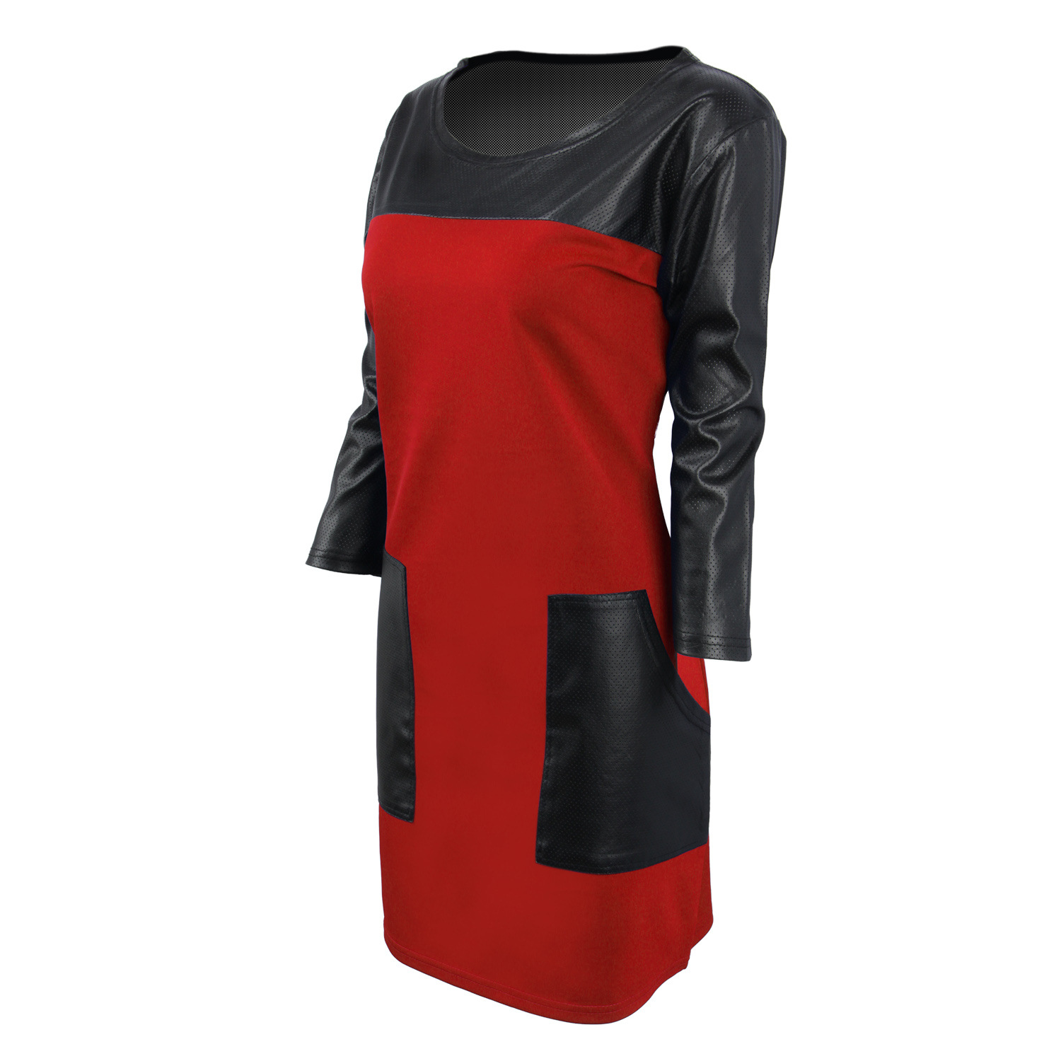 PU Leather Panel Bodycon Dress Slim Fit Professional Style Elegant Design Perfect for Office Wear Wholesale