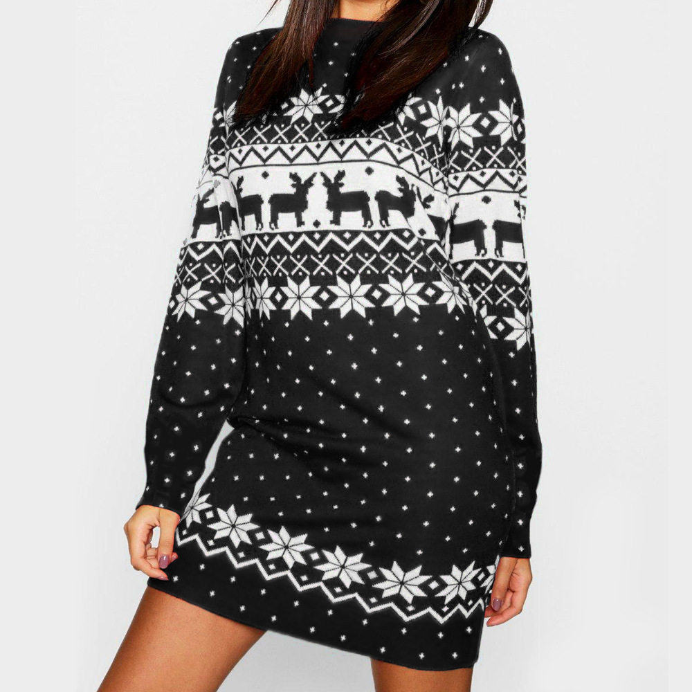 Plus Size Womens Knit Sweater Dress Long Sleeve Autumn Winter Style Comfortable Fabric Wholesale Availability