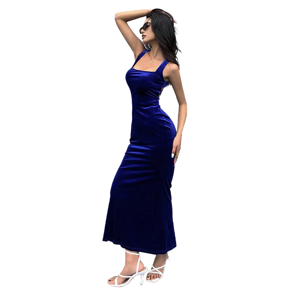Autumn and Winter New Slim Fit Waist Bodycon Sexy Backless Mermaid Dress Party Dress