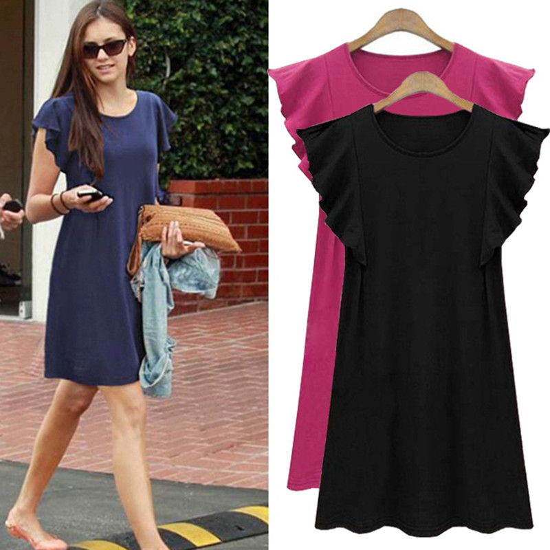 Plus Size A Line Dress Ruffle Sleeve Casual Flattering Fit Summer Wear for Curvy Women Wholesale Available