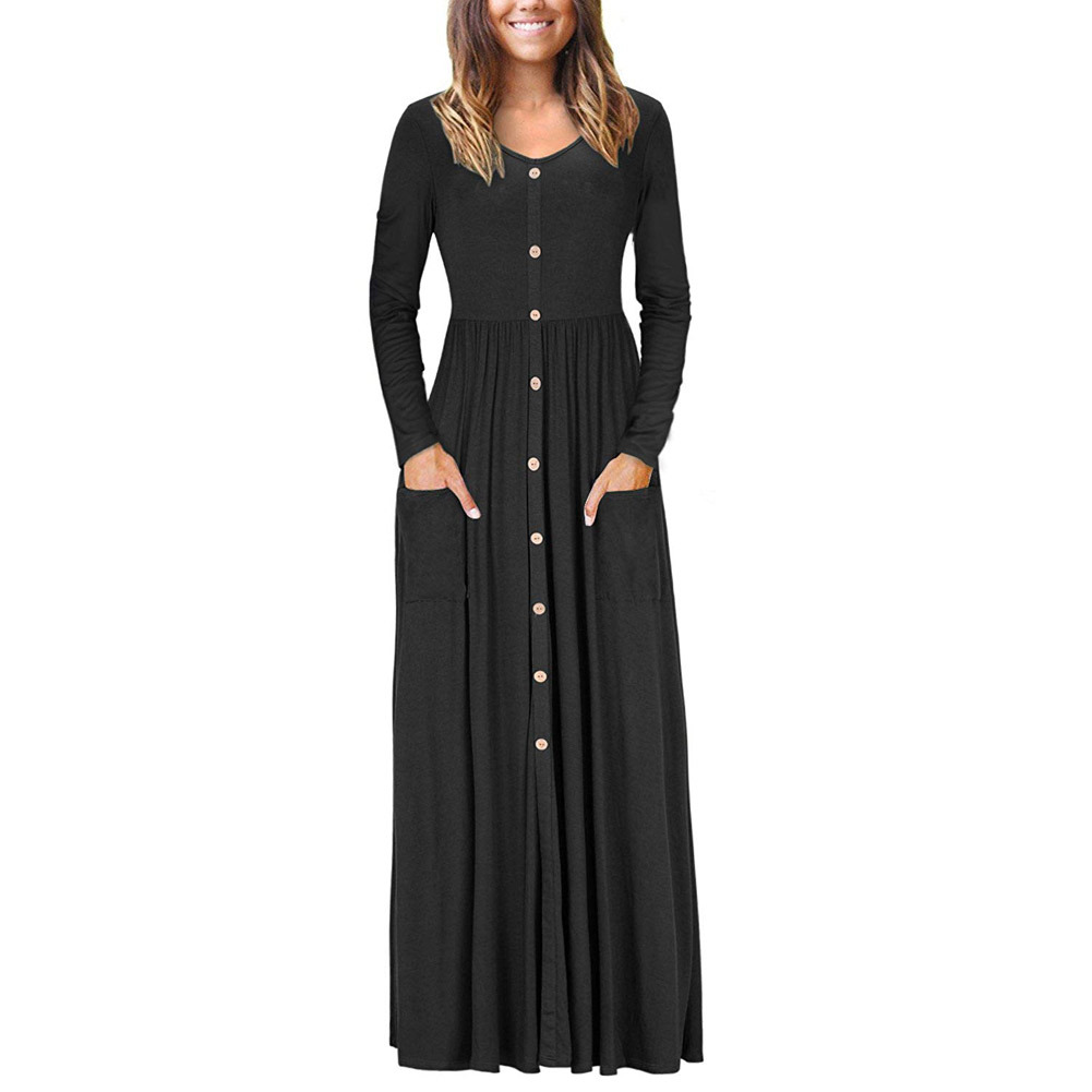 Long Sleeve Maxi Dress Round Neck Elegant Design Party Wear Wholesale Available factory direct