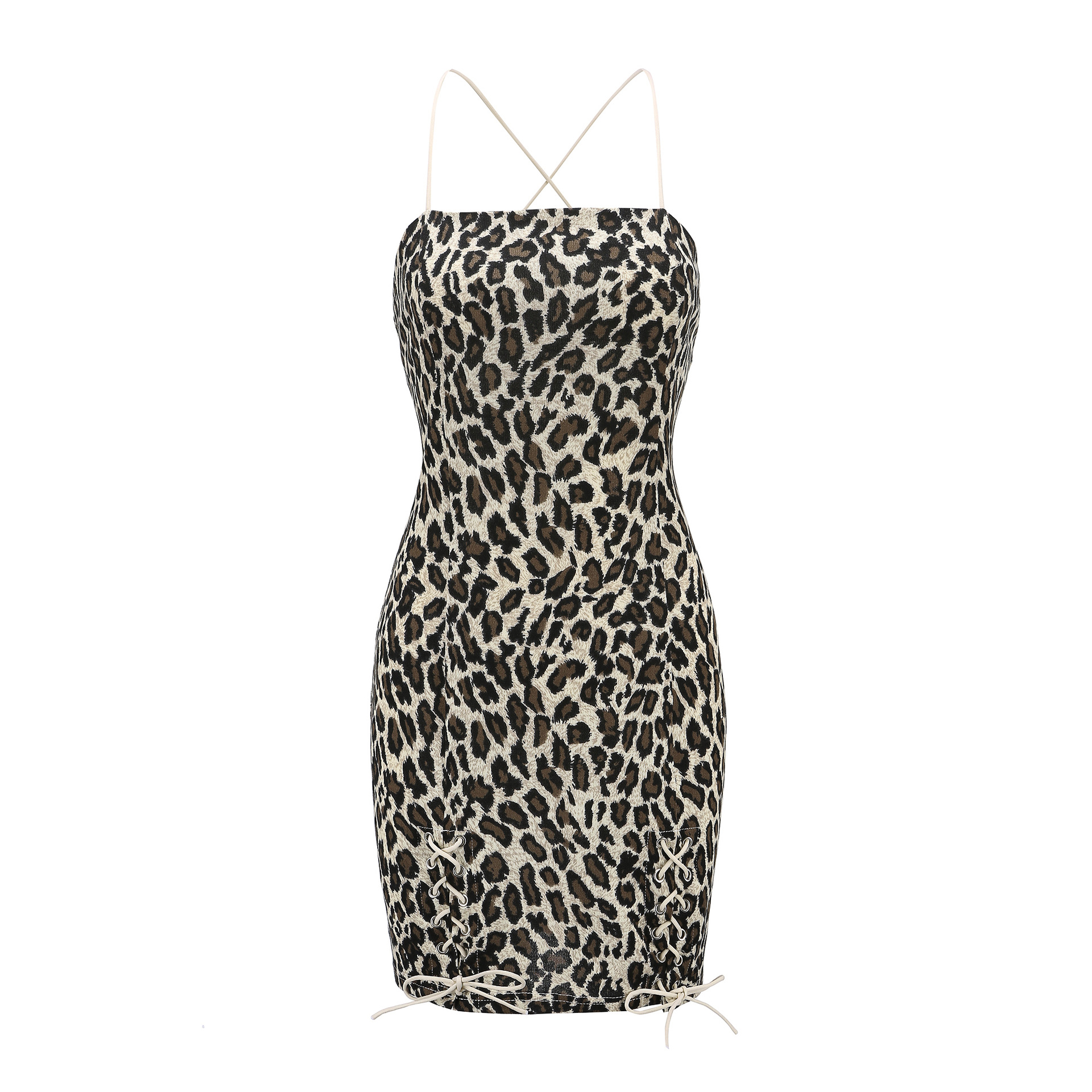 Womens Leopard Print Bodycon Dress Stretch Fabric Sleeveless Sexy Style Perfect for Parties and Night Out
