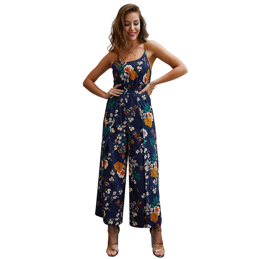 Floral Print Womens Jumpsuit Original Design Sleeveless Comfortable Fit Casual Wear Summer Collection Wholesale