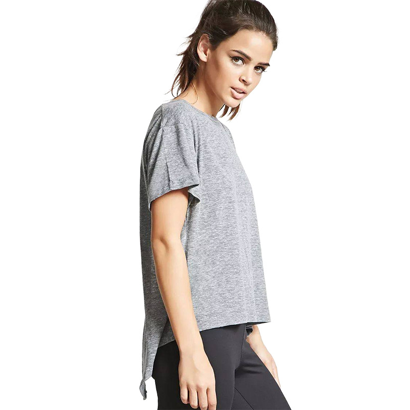 Womens Loose Fit Solid Color T Shirt Round Neck Short Sleeve Backless Design Spring Fashion Top Wholesale Available