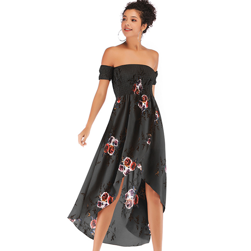Womens Floral Chiffon Dress Sexy Off Shoulder Design Spring Style Lightweight Fabric Wholesale Available